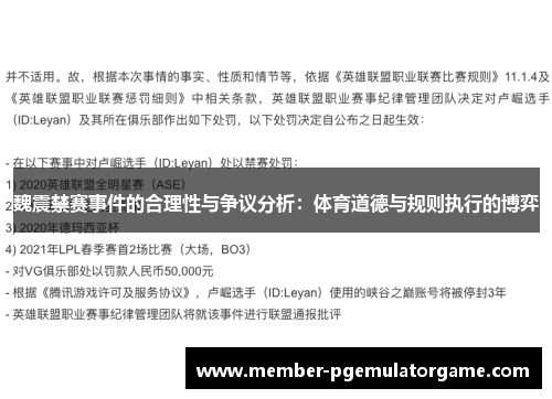 魏震禁赛事件的合理性与争议分析：体育道德与规则执行的博弈