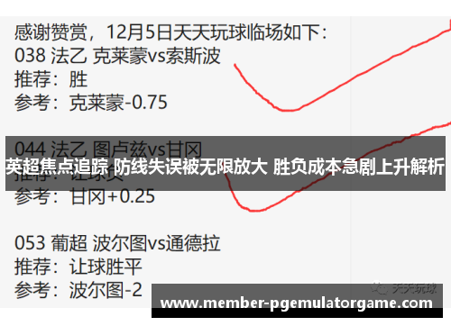 英超焦点追踪 防线失误被无限放大 胜负成本急剧上升解析 英超焦点追踪 防线失误被无限放大 胜负成本急剧上升解析