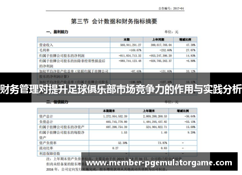 财务管理对提升足球俱乐部市场竞争力的作用与实践分析